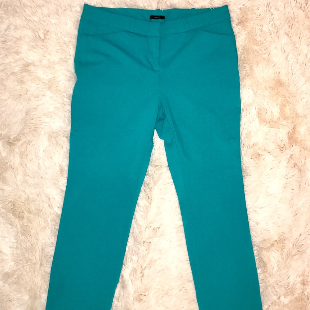 Teal cropped dress pants